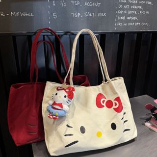 กระเป๋าผ้าใบความจุขนาดใหญ่แบบใหม่กระเป๋าโท้ท Hello Kitty และ…