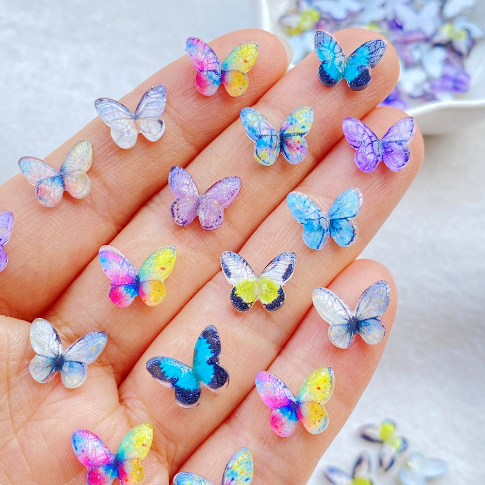 50ชิ้นของผสมเรซิ่นเล็บมินิ3งที่มีสีสันประกายคริสตัลดอกไม้ตกแต่งเล็บ ทําเอง หัตถกรรมตกแต่งเล็บ3ง เครื่องประดับ