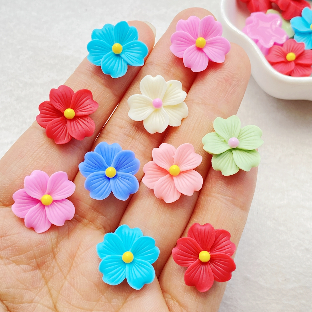 50ชิ้นของเรซิ่นมินิผสมสีดอกไม้เล็บอุปกรณ์เสริม,50ชิ้นของตกแต่งทําเองอุปกรณ์จัดงานแต่งงานที่มีน้ําแบนหลังดอกไม้