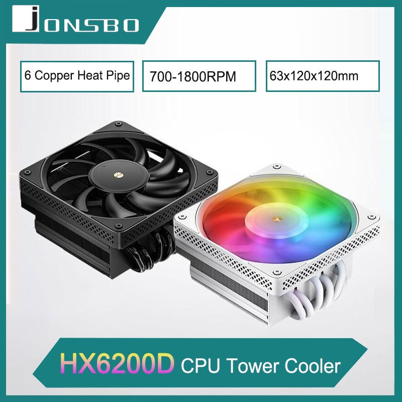 Jonsbo HX6200D สีขาว Air-Cooled ARGB Downdraft Cooler เดสก์ท็อป PC 6 Heatpipes CPU Cooling PWM ควบคุ