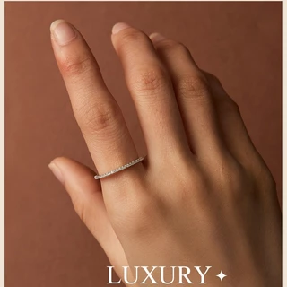 WKLQLQ แหวนเพชรสวิส (CZ) 0.005ct แหวนผู้หญิงสไตล์เกาหลี แหวนเงินแท้ 92.5 แนะนำซ้อนได้