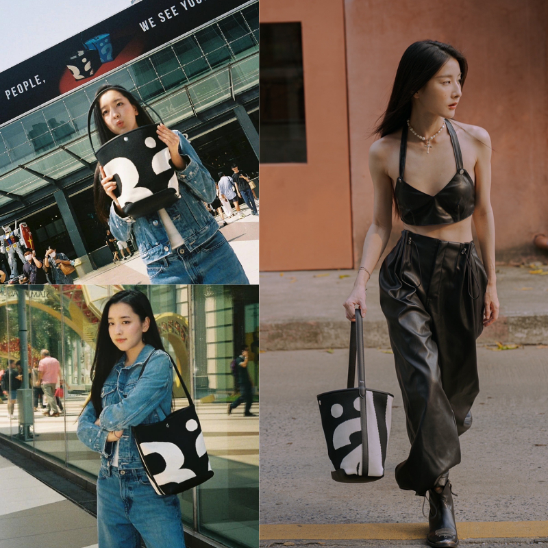 🛒🔥Rally The Bag MARK II Black/Denim bucket bag Rally Movement กระเป๋า กระเป๋าทรง ทอลายโลโก้