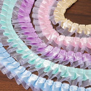 7ชิ้นสองชั้นจีบลูกไม้กระโปรงลูกไม้หิมะผ้ากอซลูกไม้ ทําเอง เส…