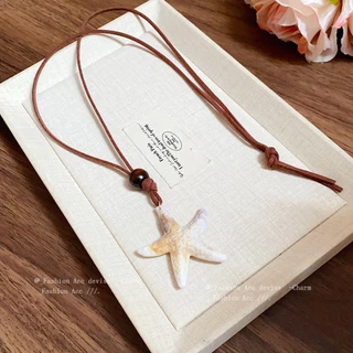 ไม้อะคริลิค Zhuhai Star จี้สร้อยคอ retro Holiday สไตล์ casual Clavicle chain แฟชั่น niche และ high-end สร้อยคอ