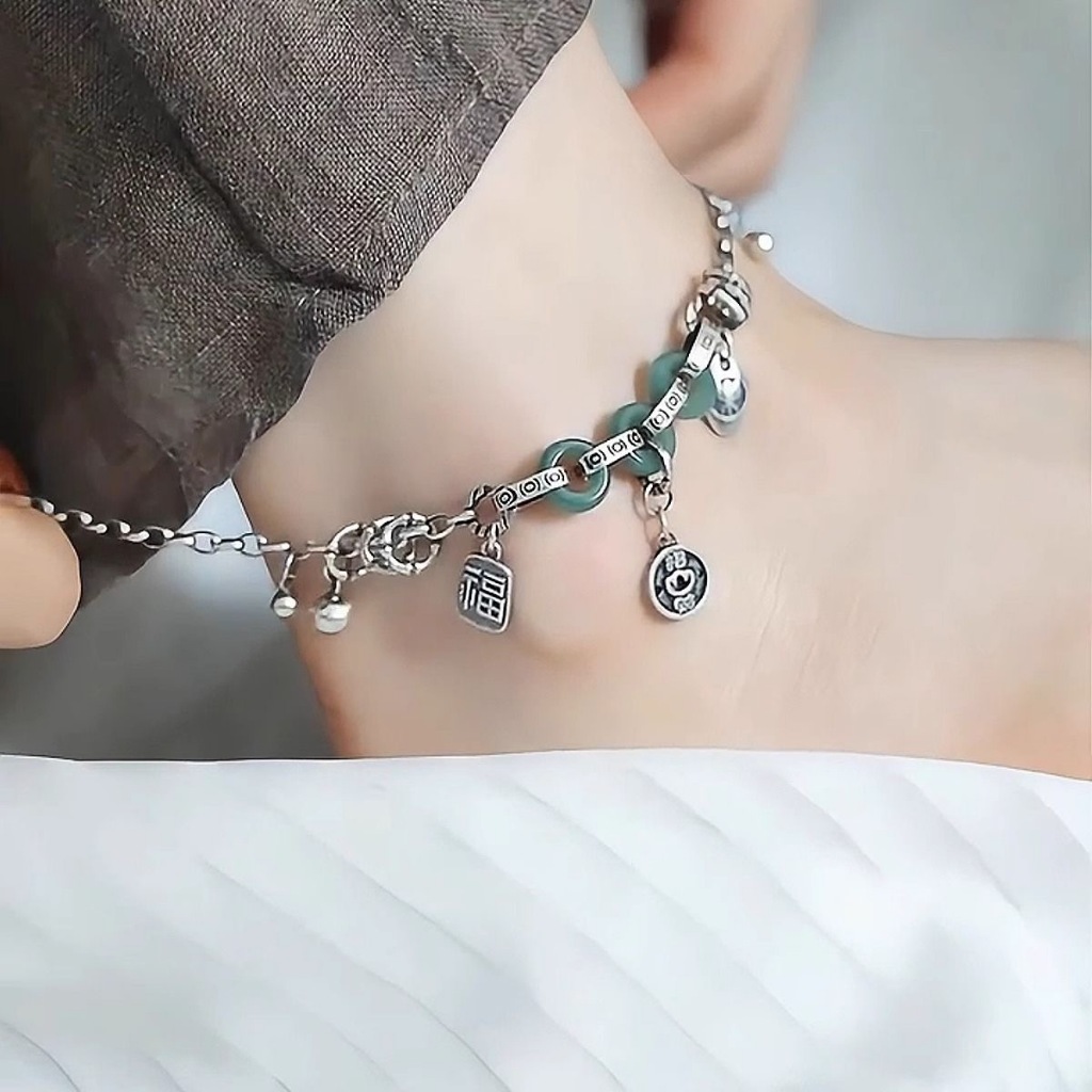 จี้สันติภาพสไตล์ชาติพันธุ์สไตล์จีนใหม่นําโชคดีข้อเท้าและสร้อยข้อมือมือสําหรับผู้หญิง