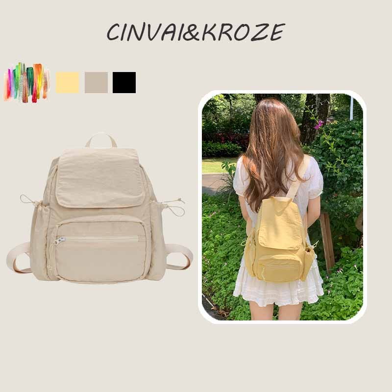 CINVAI & KROZE กระเป๋าเป้นักเรียน กระเป๋าเป้ไนลอน ผ้าซักคุณภาพสูงทนต่อการสึกหรอและทนทาน