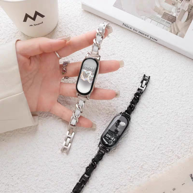 9 สีThin หนังโลหะสําหรับ Xiaomi Mi Band NFC 10 9 8 Pro 7 6 5 Redmi 5 4 แฟชั่น Ins ออกแบบสร้อยข้อมือแฟชั่น Mi Band สําหรับ Huawei Fit 3 Band 18 มม.20 มม.22 มม.