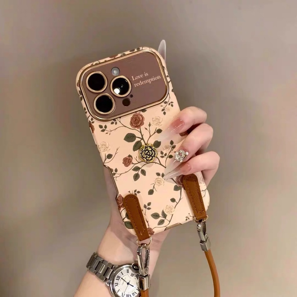 3d retro camellia chain เคสโทรศัพท์สําหรับ Iphone17 16 15 14promax 11 12 promax 13 Pro Max 12 11
