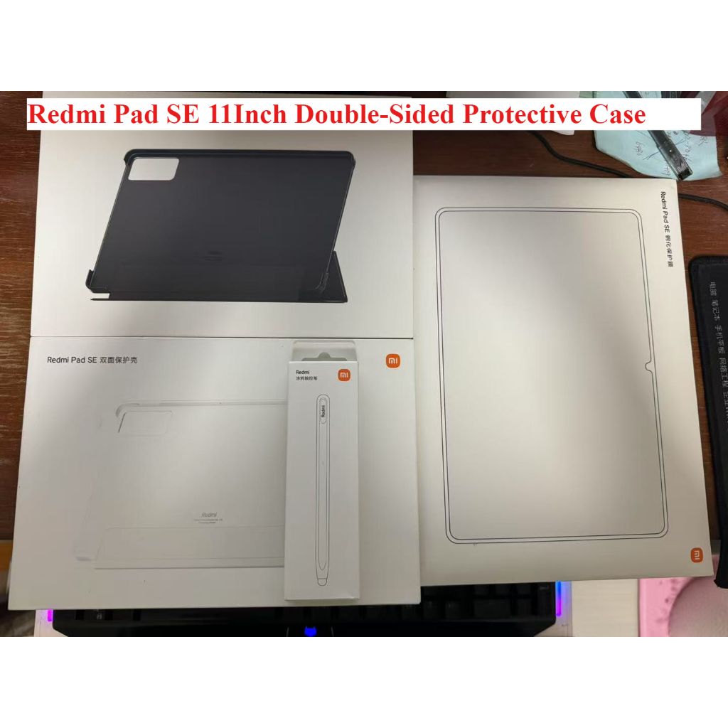 Xiaomi Redmi Pad SE 11 นิ้ว 2023 เคสป้องกันสองด้านเรียบง่ายสีดําสีขาวเคสป้องกันกันกระแทกหนังนุ่มหนัง PU