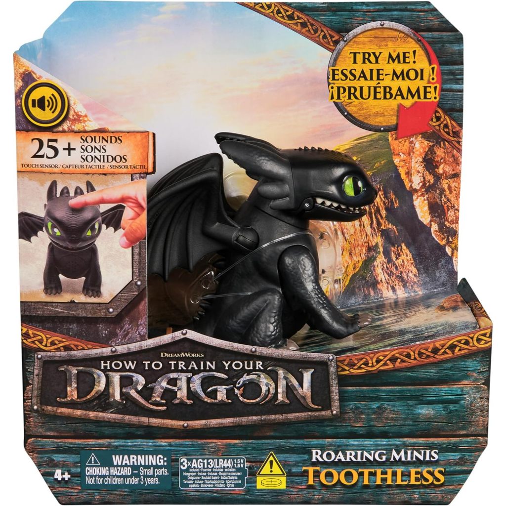 DreamWorks Dragons How to Train Your Dragon, Roage Minis Toothless, ของเล่นมังกรแบบโต้ตอบพร้อมเสียง 25 เสียง