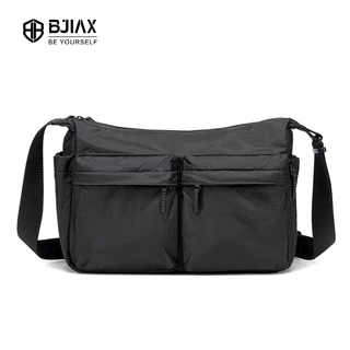 BJIAX กระเป๋า Messenger ผ้าไนลอนกันน้ําความจุขนาดใหญ่ (14“)