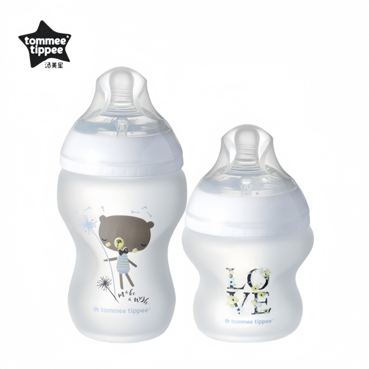 Tommee tippee ชุดขวดนมแก้วเคลือบซิลิโคน Natural Series 5oz/150ml 8oz/250ml พร้อม med flow (82272)