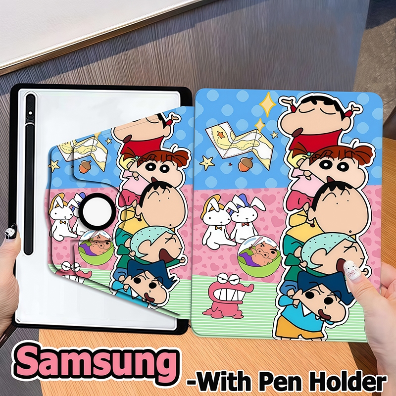 เคสฝาพับ ซัมซุง Tab case S6 lite S7 S8 S9 S10+ S7FE S9FE S9FE+ A8 A9 A9+ เคสฝาพับ Samsung Galaxy Tab S8+ S9+ S7+ S10FE+ A7 lite 360°หมุนตั้ง/นอนได้  เคส Galaxy /cartoon Samsung case