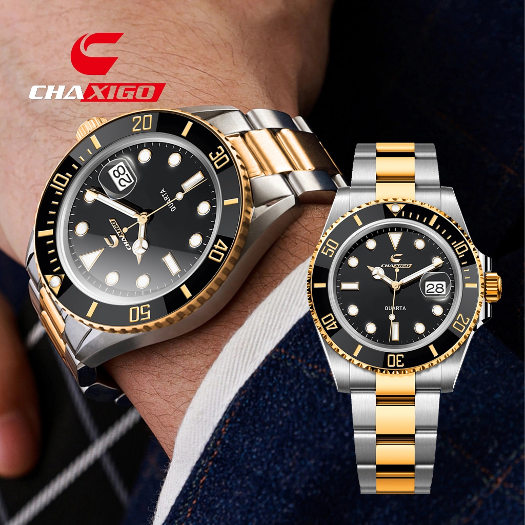 Chaxigo นาฬิกาแฟชั่นผู้ชาย Noble Waterpoof นาฬิกา Analog Digital Quartz นาฬิกาสําหรับชาย KG130
