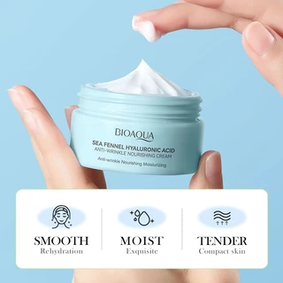 BIOAOUA ไฮยาลูรอน ครีมลดริ้วรอย ครีมทาหน้า มอยเจอร์ไรเซอร์ ผิวแพ้ง่าย ลดริ้วรอย Sea Fennel Hyaluronic Acid Anti-Wrinkle Cream 60g