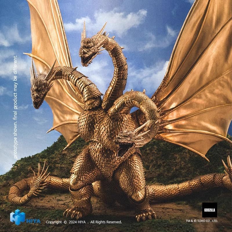 Hiya Toys Godzila vs. King Ghidorah - King Ghidorah แอ็คชั่นฟิกเกอร์พื้นฐานประณีตขาตั้ง 13 นิ้ว for 