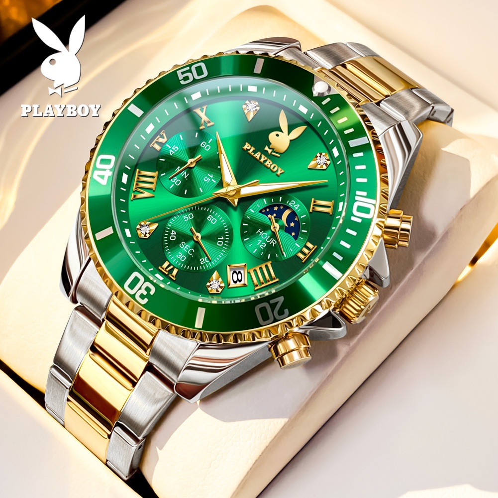 Playboy 3506 Fashion Casual Calendar Quartz Watch All-Match Mens Watch (ฟรีกล่องนาฬิกาประณีต)