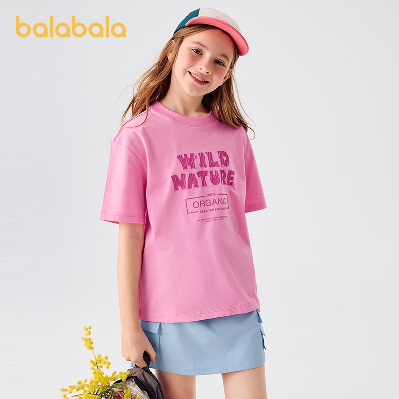 บาลาบาลา เด็กแขนสั้นเสื้อยืดพ่อแม่และลูกจับคู่เด็กชายด้านบนเด็กสาว2025ใหม่ฤดูร้อ