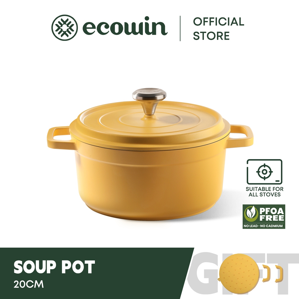 Ecowin หม้อเหล็กเคลือบ 20/24 ซม. สําหรับเตาอบดัตช์