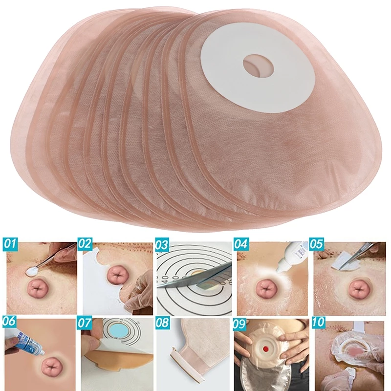 [Gay] 10PCS One-piece System Colostomy Bags Disposable Ostomy Drainable Single Pouch HDY