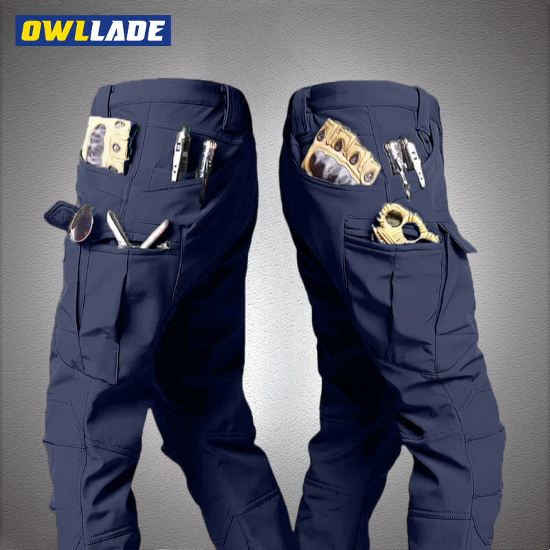 Owllade กางเกงคาร์โก้ยุทธวิธีสีดําสําหรับผู้ชายสีน้ําเงิน IX7 A01 2T