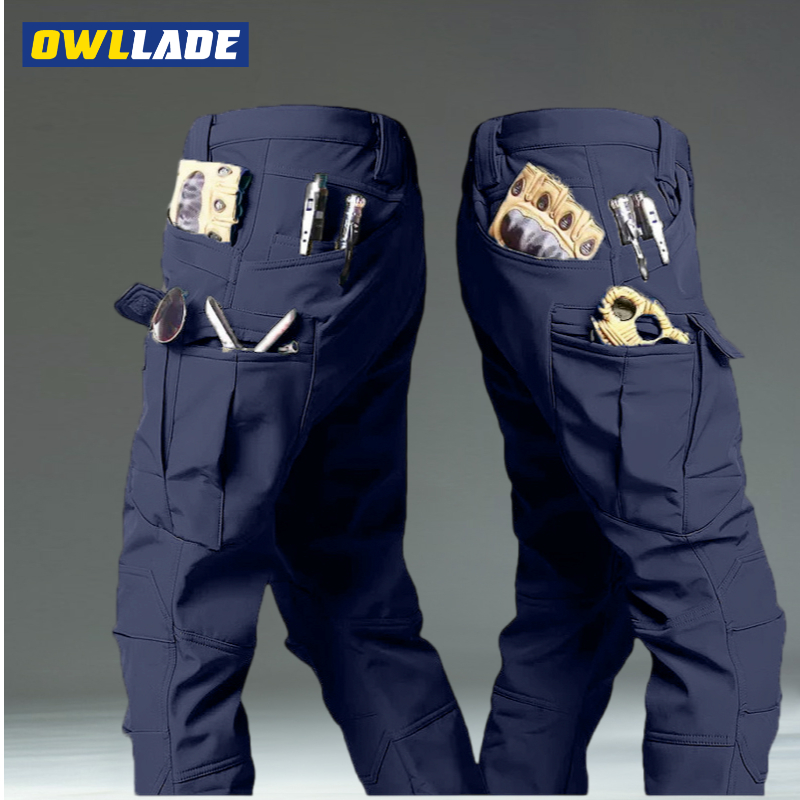 Owllade กางเกงคาร์โก้ยุทธวิธีสีดําสําหรับผู้ชายสีน้ําเงิน IX7 A01 2T