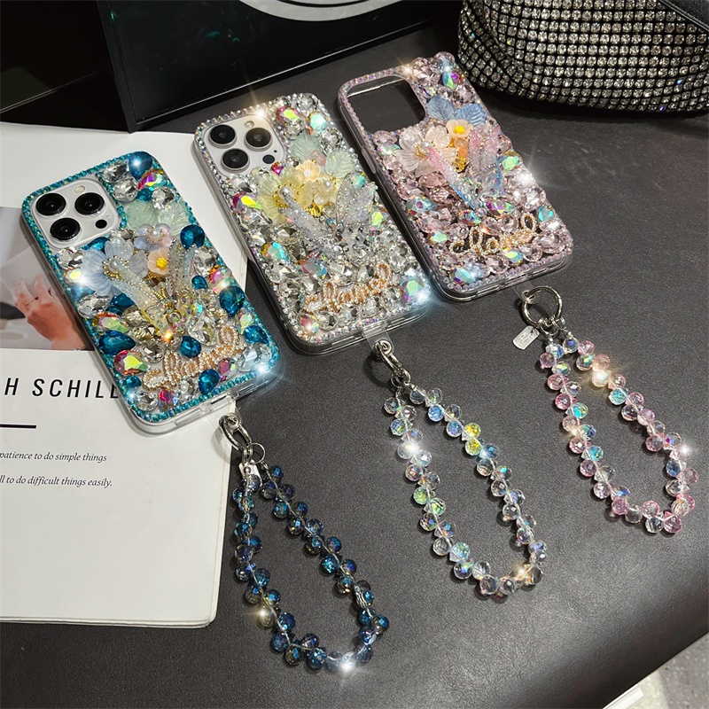 3D ผีเสื้อที่ย้ายปลอก OPPO ค้นหา X9s X9 Pro A6s A6x A6t A5 A5i A3 A3x A60 A98 A38 A18 A77S A57 A16 A54 Handmade ดอกไม้ Peony เคสโทรศัพท์เพชรGlitter
