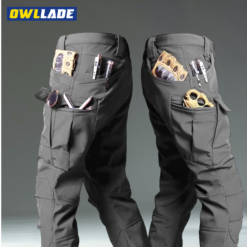 Owllade กางเกงคาร์โก้ยุทธวิธีสีดําสําหรับผู้ชายสีเทา IX7