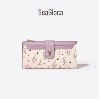 Seagloca ใหม่แฟชั่น Niche Simple คลาสสิกพิมพ์ดอกไม้สดซิปกระเป๋าสตางค์ยาวสําหรับผู้หญิงไม่มี 2414