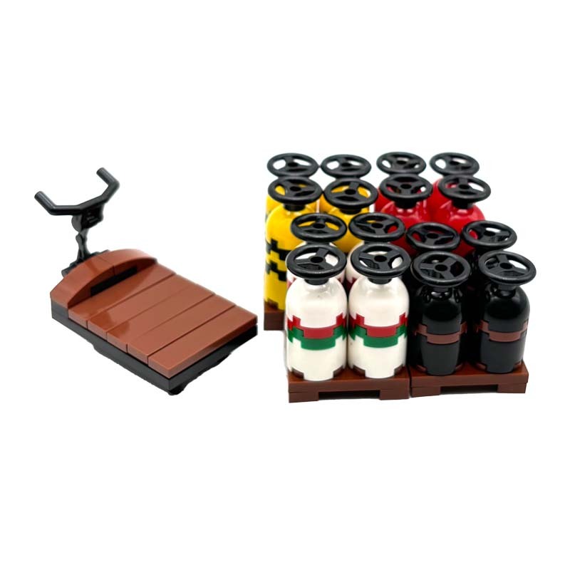 MOC Handcart Building Blocks Kit Wine Barrels สินค้าคอนเทนเนอร์รถยกอิฐของเล่นเด็กของขวัญ