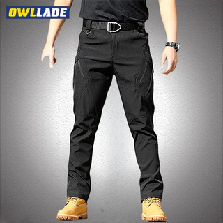 Owllade กางเกงคาร์โก้ยุทธวิธีสําหรับผู้ชายสีดํา Ix9 A01 2T