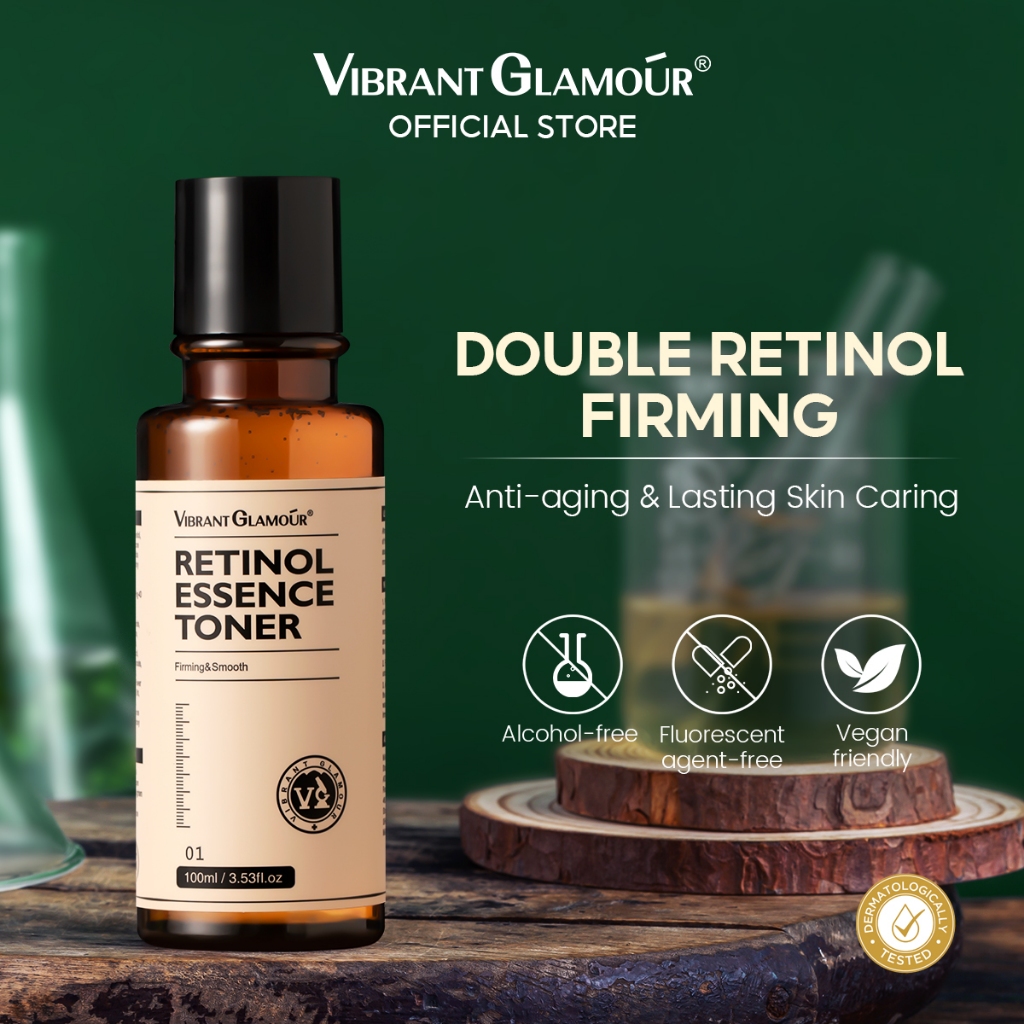 VIBRANT GLAMOUR Retinol โทนเนอร์ไวท์เทนนิ่ง ต่อต้านริ้วรอย กระชับผิวหน้า ให้ความชุ่มชื้น 100 มล
