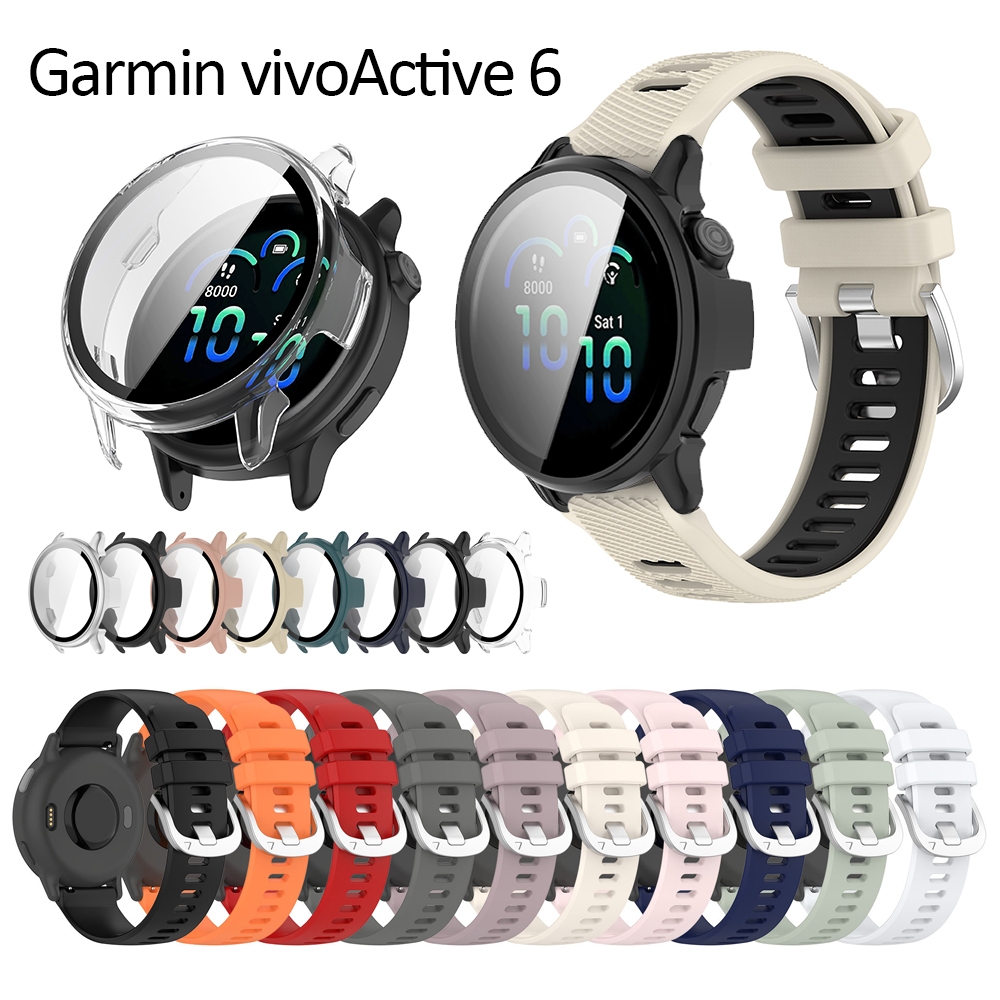 สําหรับ Garmin vivoActive 6 strap case กระจกนิรภัยป้องกันหน้าจอสาย USB แท่นชาร์จขาตั้งปลั๊กกันฝุ่น smart watch strap