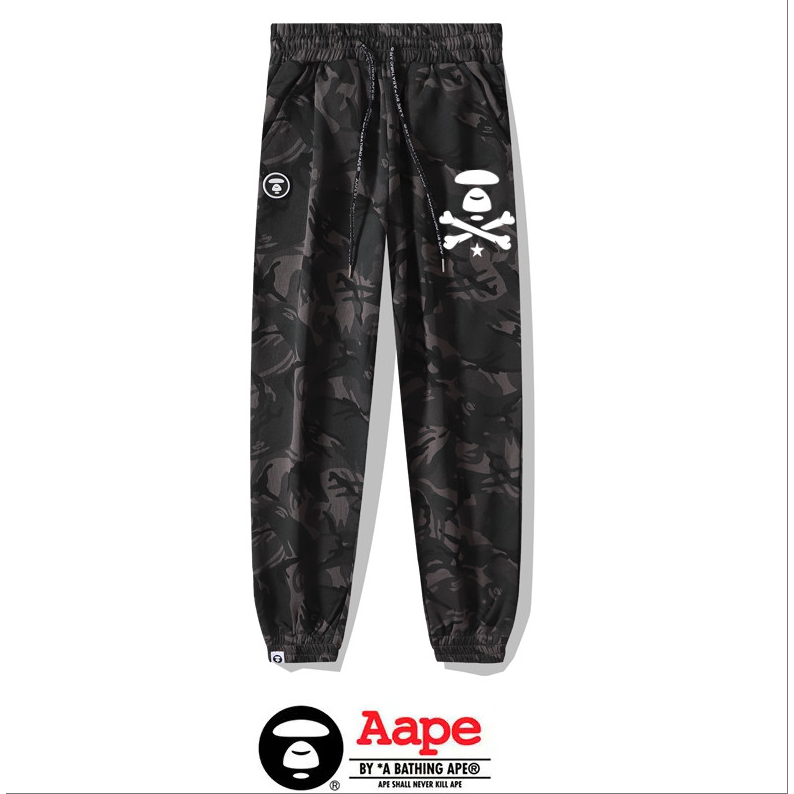 แฟชั่น Ape Head AAPE กางเกงลําลองทรงหลวมกางเกงกีฬาลายพราง