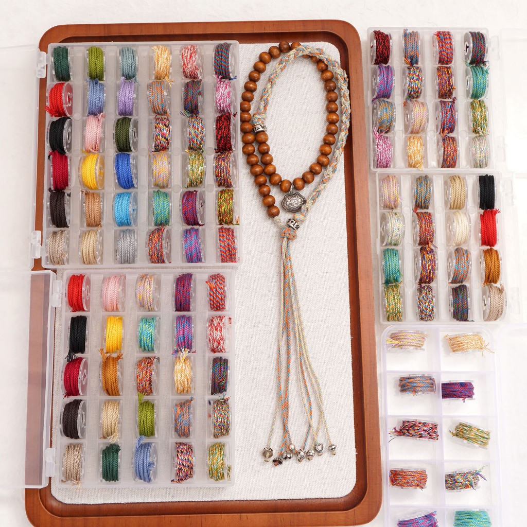 [1 มม.] ชุดด้ายฝ้ายมือ Rubbed กล่องลูกปัดเชือกฝ้าย DIY เชือกถักมือพู่เครื่องประดับ - รูปที่ 4