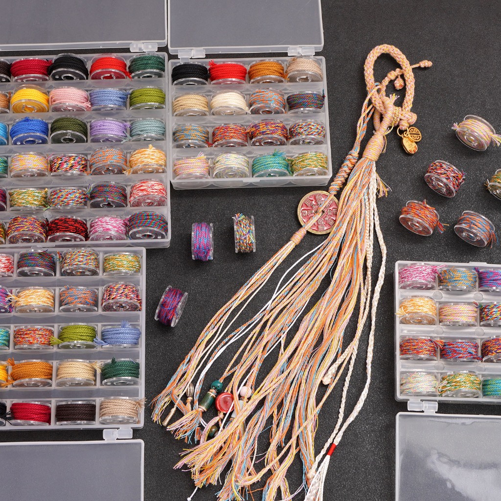 [1 มม.] ชุดด้ายฝ้ายมือ Rubbed กล่องลูกปัดเชือกฝ้าย DIY เชือกถักมือพู่เครื่องประดับ