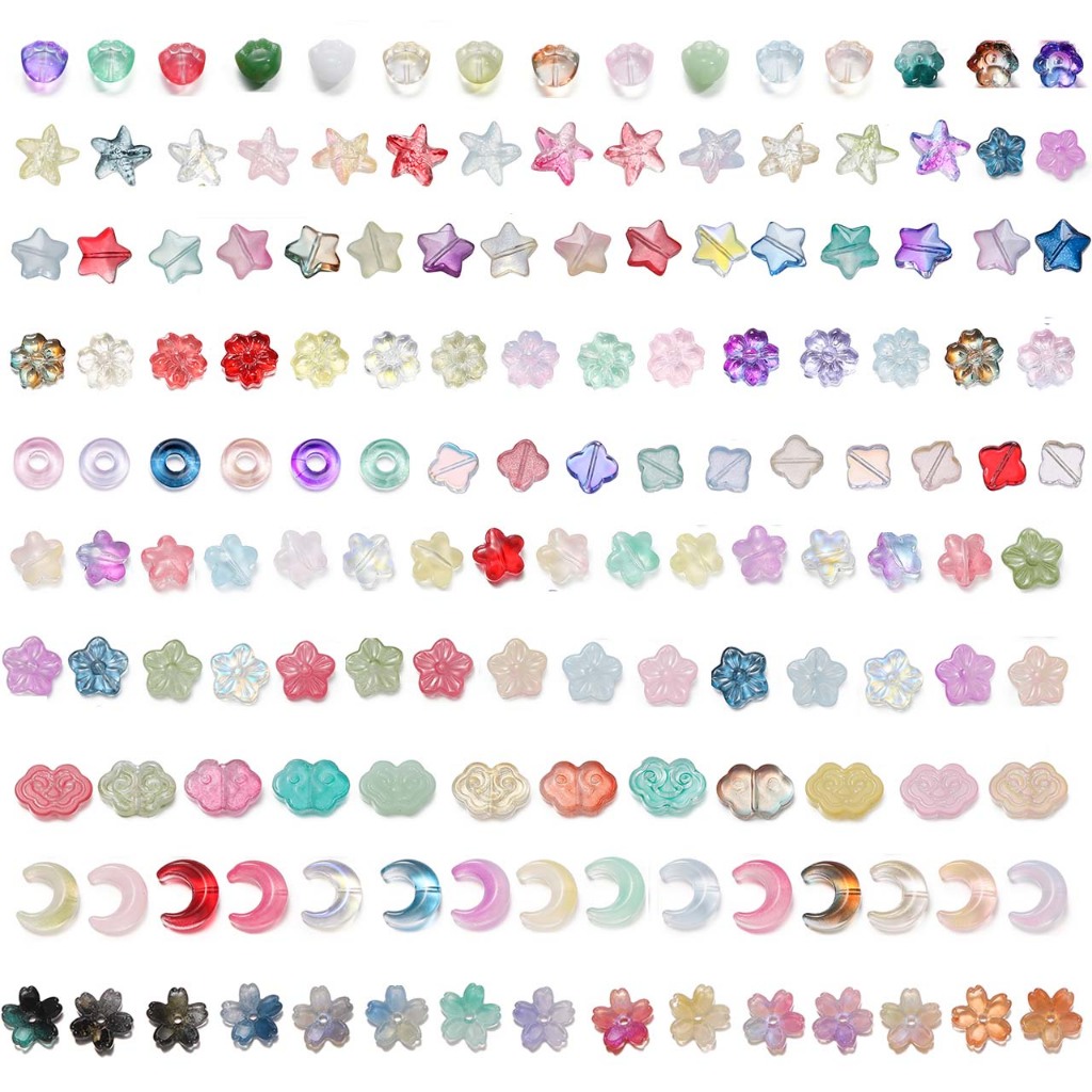 ST.KUNKKA ลูกปัดแก้วผสมลูกปัดที่มีสีสันผีเสื้อลูกปัดดอกไม้สําหรับ DIY ทําด้วยมือเครื่องประดับทํา