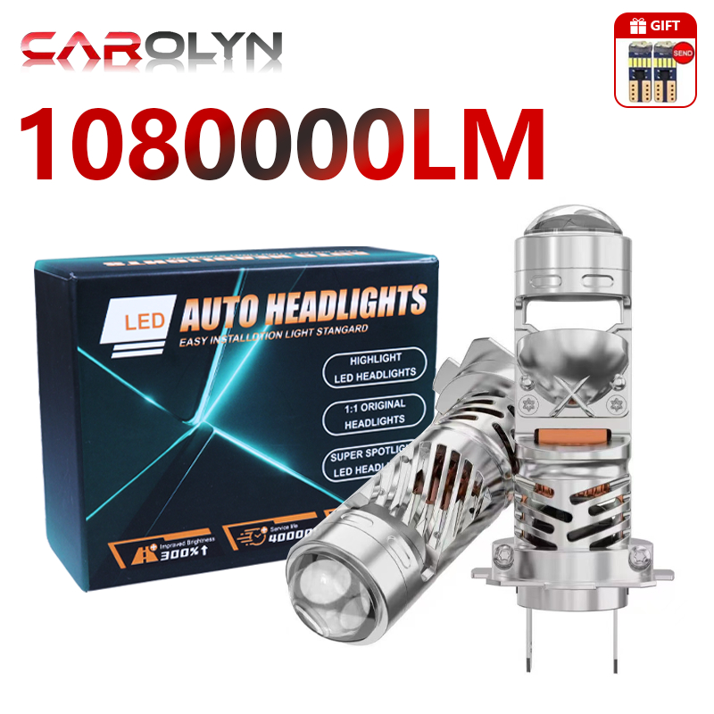 Carolyn H4 H7 เลนส์โปรเจคเตอร์ LED ไฟสูงหลอดไฟรถยนต์ Mini Plug Play