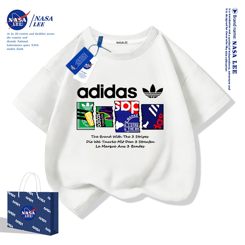 เสื้อยืดเด็ก NASA ผ้าฝ้ายนุ่ม ไซส์ใหญ่ ลายแบรนด์เนมสุดเท่ ระบายอากาศดี ส่งด่วน 2 วัน