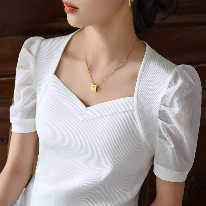 เสื้อเชิ้ตแขนสั้น แขนพอง แฟชั่นฤดูร้อน สำหรับผู้หญิง