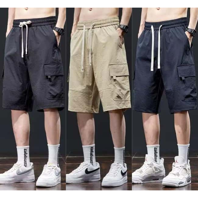 กางเกงขาสั้นลำลองทรงหลวม ขากว้างสไตล์เกาหลี สำหรับผู้ชาย ไซซ์ M-5XL
