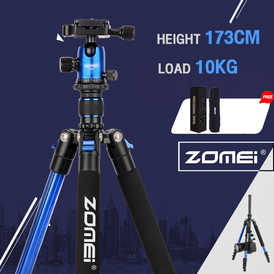 Zomei Q444/Q555/Q666 Camera tripod ขาตั้งกล้องอลูมิเนียมอัลลอยด์พร้อม PTZ 3 ทิศทางน้ำหนักไม่เกิน 10 กก ขากล้องมือถือ ขาตั้งกล้องliveสด ขาตั้งกล้องแบบ 3 ขา tripod yunten
