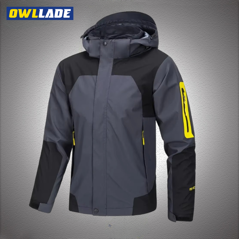 OWLLADE ขี่มอเตอร์ไซค์ Bomber Rider เสื้อแจ็คเก็ตเสื้อกันลมกันน้ําสําหรับผู้ชายกันรอยขีดข่วน 552 สีเทา E05 2T