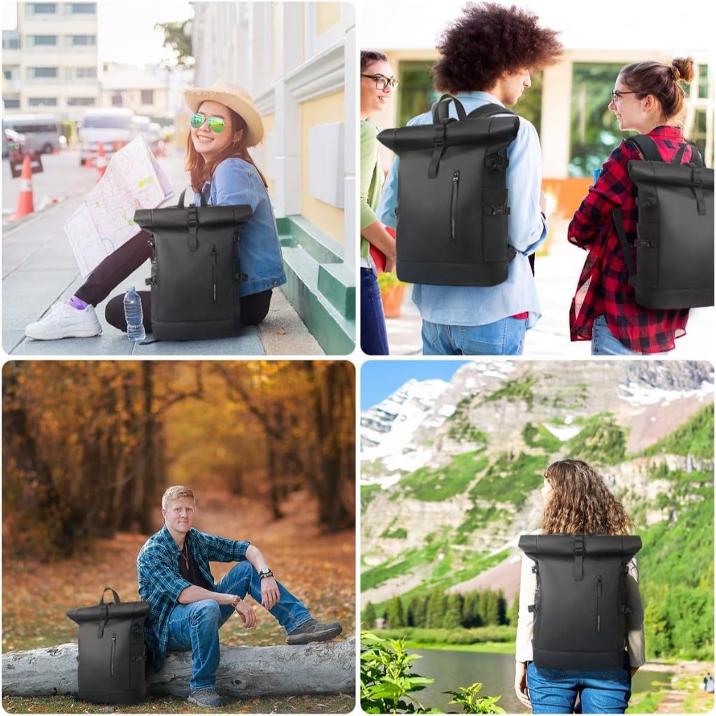 HEROIC KNIGHT حقيبة ظهر Rolltop مقاومة للماء ومضادة للسرقة — صورة 8