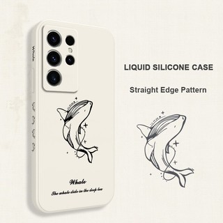 SAMSUNG เคสโทรศัพท์ปลาวาฬสีเทาPaleสําหรับSamsung Galaxy S25 S24 S23 S22 FE Ultra Plus 5Gซิลิโคนเหลวด้านข้างรูปแบบฝาครอบ