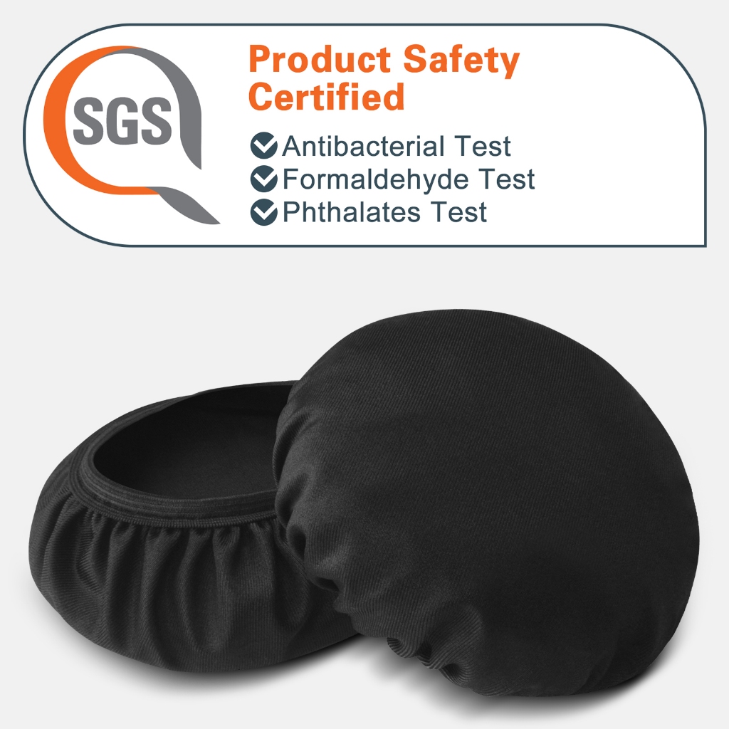 Geekria 2 คู่ผ้า Flex Earpad Covers, อุปกรณ์ป้องกันหูสุขาภิบาลซักได้และยืดได้สําหรับชุดหูฟังแบบครอบหู, กันเหงื่อ (ขนาด M/สีดํา) - รูปที่ 2