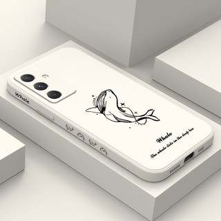 Pale สีเทาปลาวาฬเคสโทรศัพท์สําหรับ Samsung Galaxy A54 A34 A24 A14 A04 A04S A04E A73 A53 A33 A23 A13 A03S A03 Core 4G 5Gซิลิโคนเหลวด้านข้างรูปแบบฝาครอบ