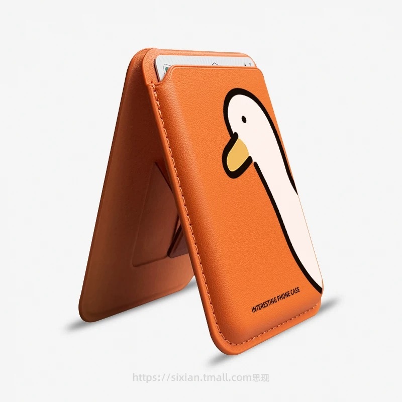 น่ารักเป็ดรูปแบบกระเป๋าสตางค์ผู้ถือบัตรสําหรับiPhone11pro12 13promax 15pro 15promax 14 14promax 14 Pro 16 16plus 16 Pro Maxยืนผู้ถือบัตร