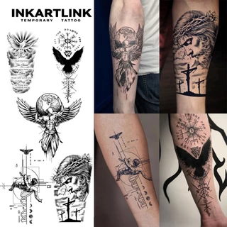 Inkartlink สติ๊กเกอร์รอยสักชั่วคราวขนาดใหญ่, รอยสักวิเศษกันน้ําติดทนนาน, ติดทนนานถึง 15 วัน, รอยสักปลอม, ชุดกึ่งถาวร
