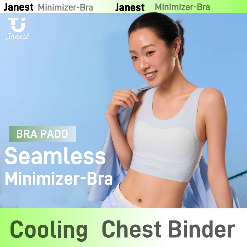 Janest Ice Cooling Seamless Chest Binder FTM สปอร์ตบราด้านหน้า Bra Padd Minimizer Bra S-4XL